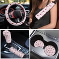 thumbnail image 3 of Yuyamidu Cherry Car Seat Cover Set of 15 Daisy Front Back Seat Cover with Car Floor Mats Pink Steering Wheel Cover Seat Belt Pad Handbrake Cover Set Coasters, 3 of 6