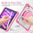 thumbnail image 4 of Case for iPad Mini 7 A17 Pro / Mini 6, iPad Mini 6th/7th Gen 2021 2024 8.3 Inch Shockproof Rugged Protective Cover with 360 Rotating Stand Pencil Holder Hand/Shoulder Strap Transparent Back, 4 of 6