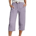 thumbnail image 4 of vigerkar Linen Pants for Women Lightweight Spring Womens Summer Capris Pant 2025 Ladies Vacation Beach Trousers with Pockets Light Purple, XL, 4 of 7