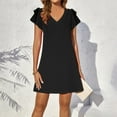 thumbnail image 5 of LADIGASU Women Summer Casual V-Neck Short Sleeve Solid Dress, 5 of 8