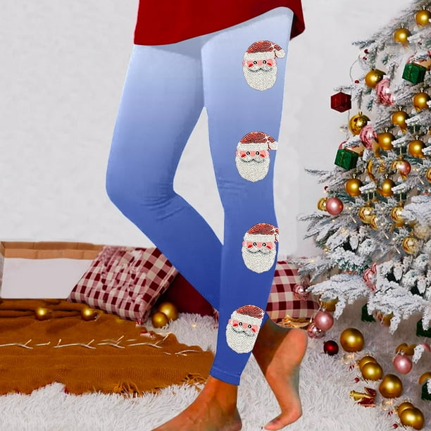 MKLEKYY Leggings push up para mujer, leggings de entrenamiento a la moda para mujer, leggings con estampado navideño de bloques de color, leggings suaves y elásticos.