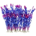 thumbnail image 1 of Plantas acuáticas de algas marinas artificiales para acuario, decoraciones de plantas para peceras, 10 piezas (púrpura), hojas suaves y base de cerámica resistente, 1 of 5