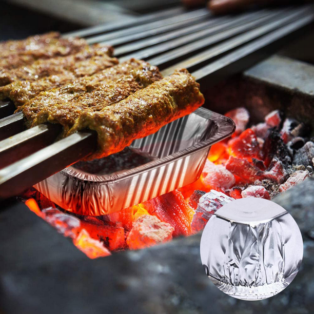 Lot de 25/50 plateaux de rechange jetables en aluminium pour barbecue, bacs  à graisse jetables pour barbecue compatibles avec également idéal pour la  cuisson, le rôtissage et la cuisson. 