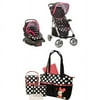 Disney Baby Minnie Mouse Coral Flowers Saunter Sport LC-22 Travel System with Bonus Minnie Diaper Bag