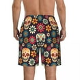 thumbnail image 3 of Mens Swimwear Swim Short Trunk Sugar Skulls And Flowers Day Of The Dead Beach Board Shorts Swimming Surffing shorts, 3 of 6