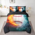 thumbnail image 2 of jejeloiu Baseball Game Gaming 7pcs Bedding Comforter Set,Ball Sport Queen Bedding Sets,Gradient Orange Cyan Queen Sheet Sets For Boys Kids,Ultra Soft Home Decor Reversible, 2 of 8