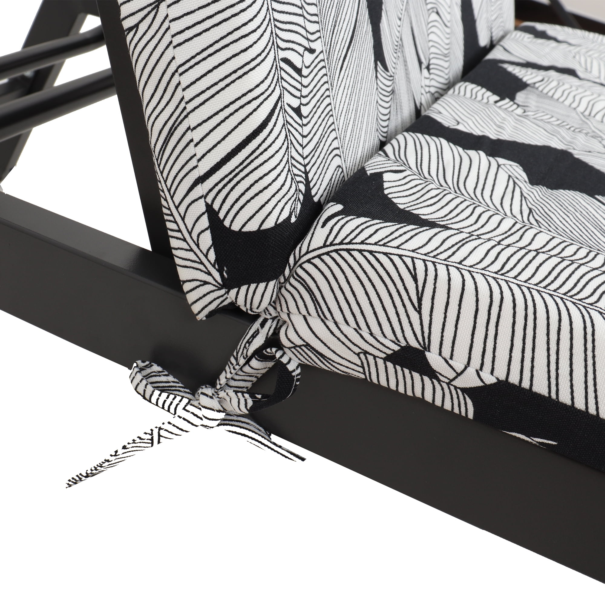 2 Pcs Set Indoor Outdoor Chaise Lounge Chair Cushion Outdoor Furniture Cushion with Ties, Patio Seat Cushion for Lawn,Pool & Beach, 75" x 22.8" x 2" (Black/Leaf)