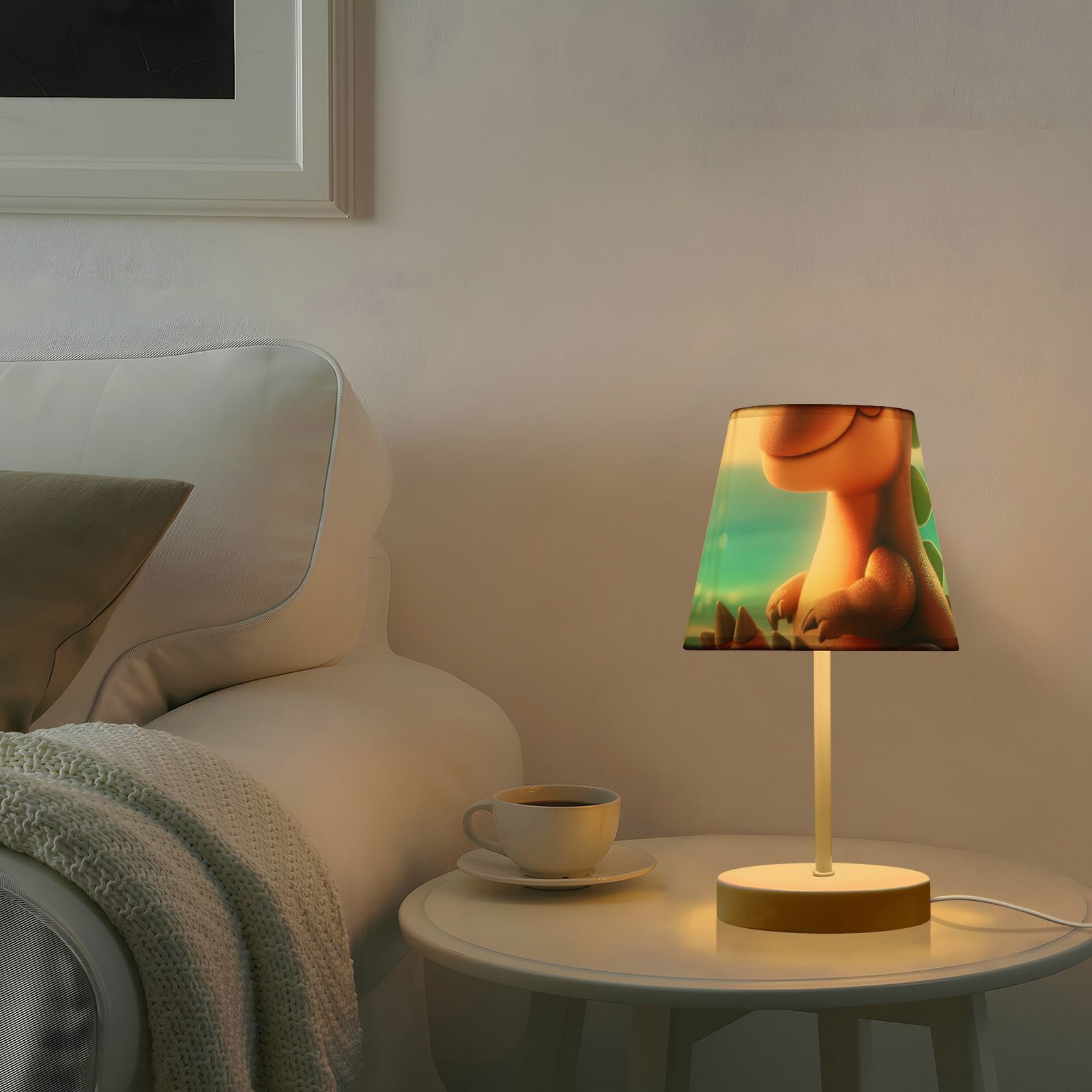 Dinosaur and Beach Sands LED Desk Lamp Table Lamp USB Bedside Nightstand Small Lamp for Bedroom Living Room Kids Room