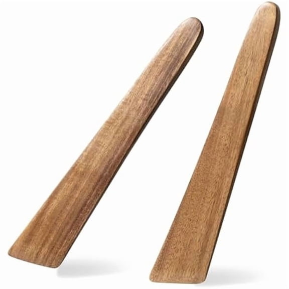 Wooden Spatula for Cooking Set of 2 12 Inch Acacia Wood Spatula with Thin Edge for Flipping Flat Wooden Spatulas for Nonstick Pans Sturdy Wood Cooking Utensils for Daily Use
