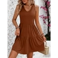thumbnail image 3 of Women's Summer Casual Sleeveless V Neck Mini Dresses Flowy Tiered Swing Beach Sundress, 3 of 5