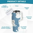 thumbnail image 4 of Stainless Steel Tumbler with Straw and Handle, Double Wall Insulated Tumblers White Cat, 4 of 9