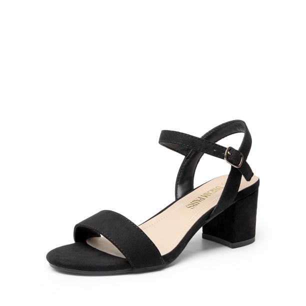 Sandalias de Tacón Cuadrado para Mujer DREAM PAIRS en Ante Negro 5.5 cm
