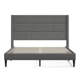thumbnail image 3 of Pax Upholstered Platform Bed Frame / Sleak Wingback / Mattress Foundation / Wood Slat Support / No Box Spring Needed / Easy Assembly, Stone, Queen, 3 of 7