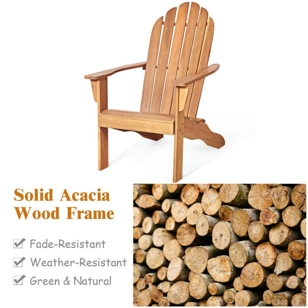 Aimee Lii Acacia Wood Outdoor Adirondack Chair with Ergonomic Design, Outdoor Patio Furniture for Balcony Porch Backyard, Sturdy -Natural