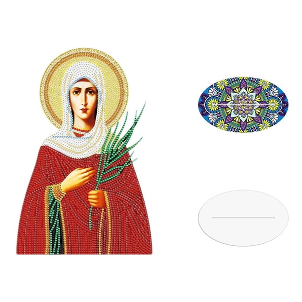 Pintura de diamantes DIY Virgen María Dibujo de diamantes católico Religiones Punto de cruz rojo