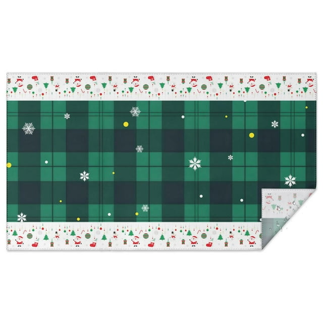 Meery Christmas Rectangle Table Cloth Green Buffalo Plaid Snowflake Table Clothes 60x102inch Polyester Happy Holiday Waterproof and Reusable Table Covers for Dining Table Buffet Parties Camping