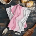 thumbnail image 6 of Pink Gray Ombre Kitchen Towels Set of 3, Water Absorbent Dish Towel, Moire Modern Abstract Art Geometric Decorative Hand Towels - Quick Drying Cloth for Cooking Baking, 18x28 Inch, 6 of 8