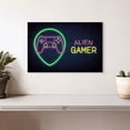 thumbnail image 2 of Elephant Stock Alien Gamer Wall Sign Wall Art - Horizontal Canvas Wall Art - Living Room Wall Decor - Wall Signs Canvas - Gold And Blue Decor - 12" x 8", 2 of 8