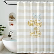 Curtainking Shower Curtain Water-Repellen Bathroom Drapes Summer Fashion Letter Striped Shower Cutain in Home 70x72 inch 1 Panel Yellow