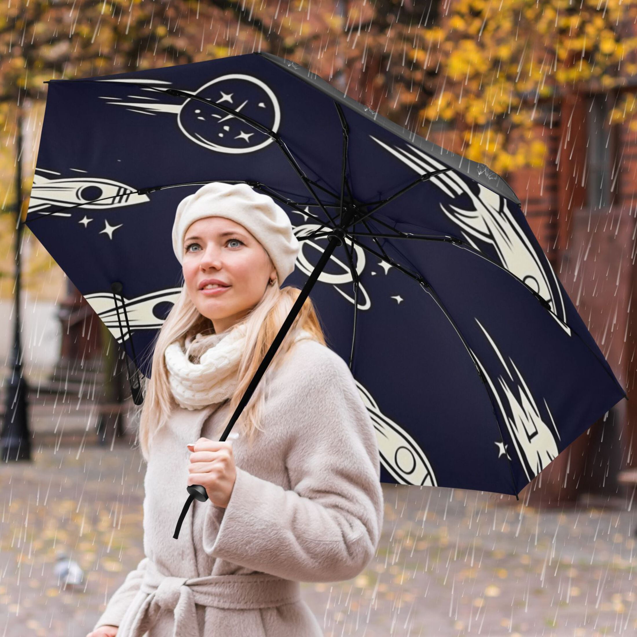 Space Adventure Extra Large Automatic Umbrella, UV Protection, Waterproof, Auto Open and Close