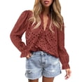 thumbnail image 1 of Blusa de Mujer PRETTYGARDEN Manga Abullonada con Encaje Talla M, 1 of 6