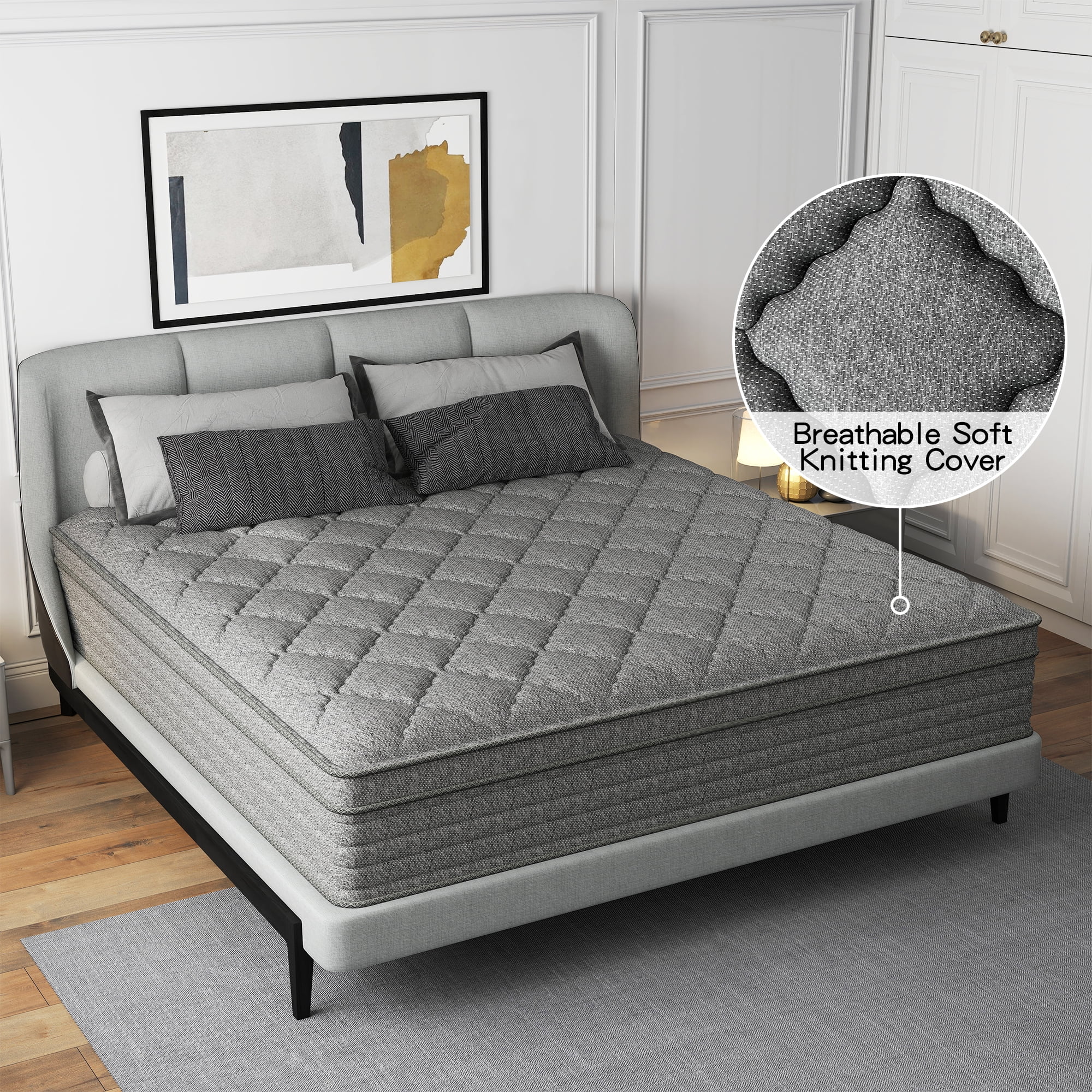 lemontalking 14 Inch Gel Memory Foam Hybrid Mattress Pocket Spring In A Box Medium Firm,Full Mattress