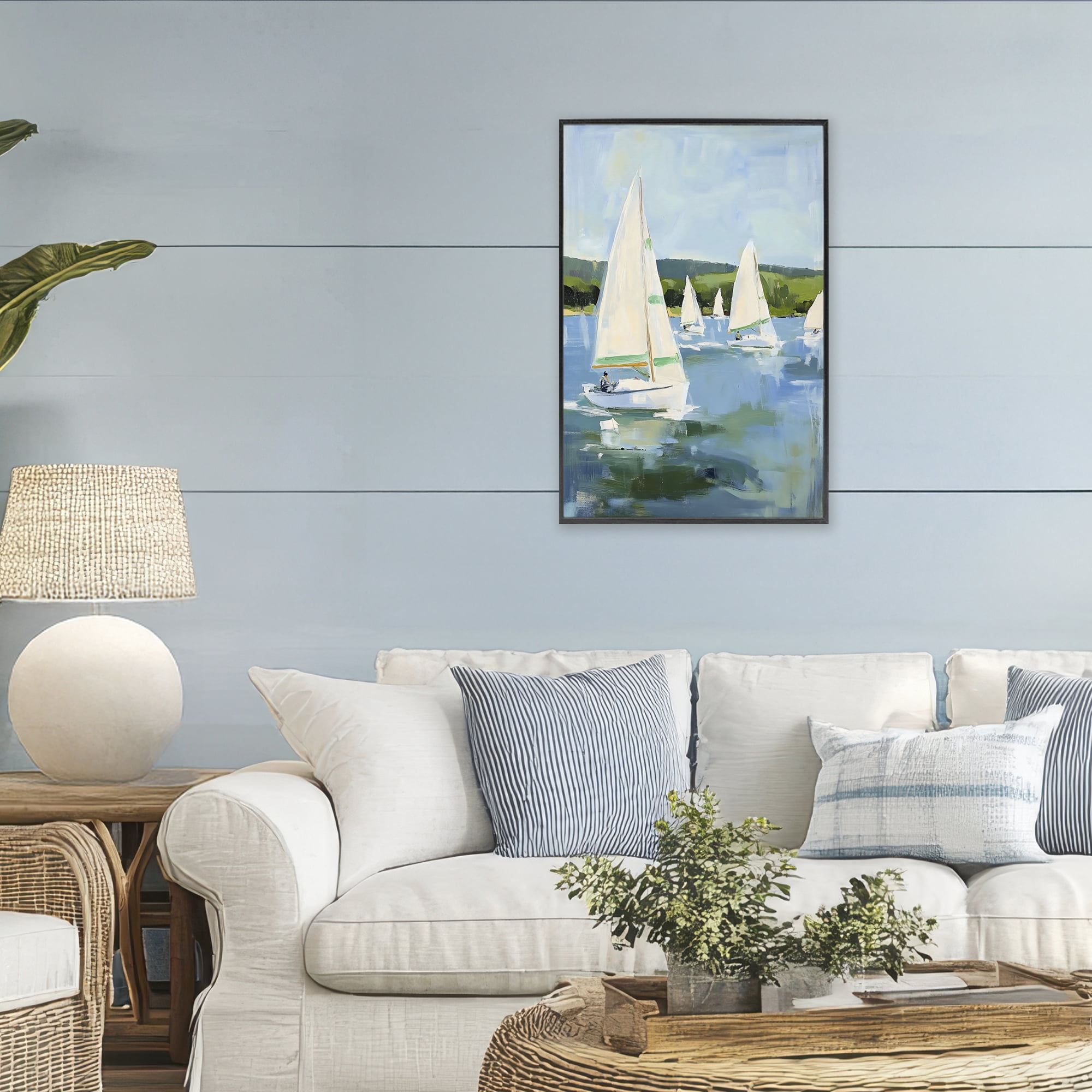 Stupell Industries Boat Race Regatta Black Framed Giclee Art, design by Petal Prints Design