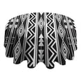 thumbnail image 4 of Black and White Geometric Boho Pattern Round Tablecloth 60"x60",Wrinkle Wipeable Table Cloth for Kitchen Dining Room Picnic Patio Party, 4 of 6