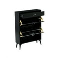 Black Shoe with 2 Flip Drawers and Open Shelf, Space Saving