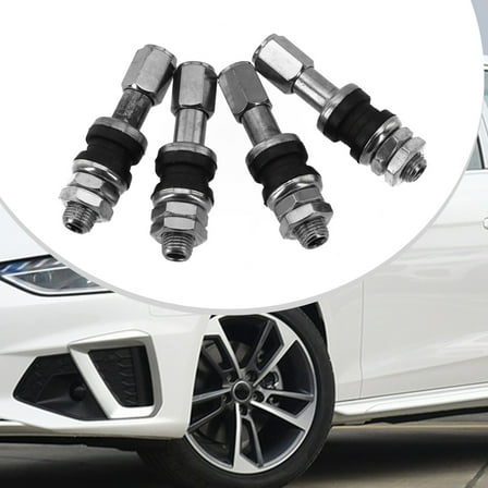 4Pcs TR48e Bolt Screw On Tire Valve Stem Chrome Metal High Pressure Flush W/ Cap