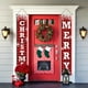 thumbnail image 5 of Cortina de puerta de pareado navideño - Cubierta de puerta de poliéster en pack de 2 con agujeros colgantes, decoración navideña roja y verde de 30x180 cm para festividades y fiestas de primavera, 5 of 6