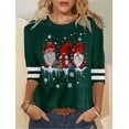 thumbnail image 3 of Camiseta para mujer, sudadera navideña de Papá Noel feo, cuadros de leopardo, estampado de copa de vino, manga larga, fiesta, Navidad, ajuste Regular, pintura, 3 of 4
