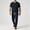 Navy(New), variant on PNTUTB Summer Men's Two-Piece Set Fashion Loose Round-Neck Short-Sleeve T-Shirt Lightweight Drapey Breathable Casual Ice-Silk Drawstring Pants Sports Set