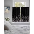 thumbnail image 4 of Tier Curtains 45 Inches Long, Black Botanical Window Treatment Curtain Drapes, Dragonfly Flower Leaf Retro Style Window Half Privacy Curtains for Bedroom Bathroom, 42"x45", 2 Panels, 4 of 7