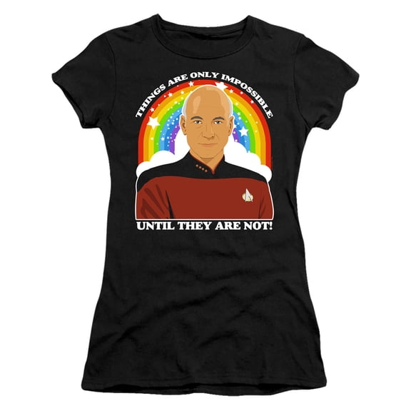 Star Trek The Next Generation Impossible Junior Women's Sheer T-Shirt Black