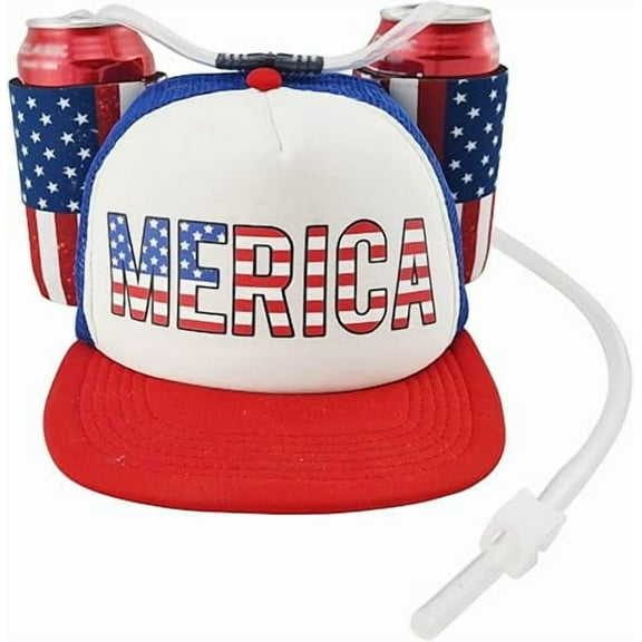 HandinHandCreations USA Hat Merica 4th of July All American Costume Drink Holder with Straw Costume