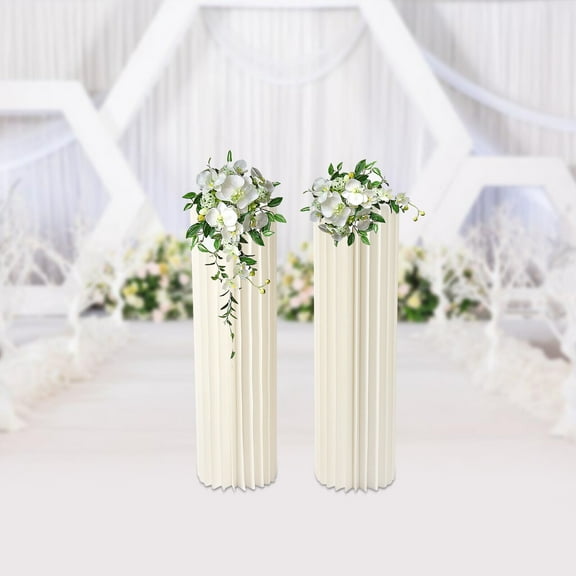 39.4"Flower Cardboard Rack Vase Stand Art Round Column Wedding Party Table Decor