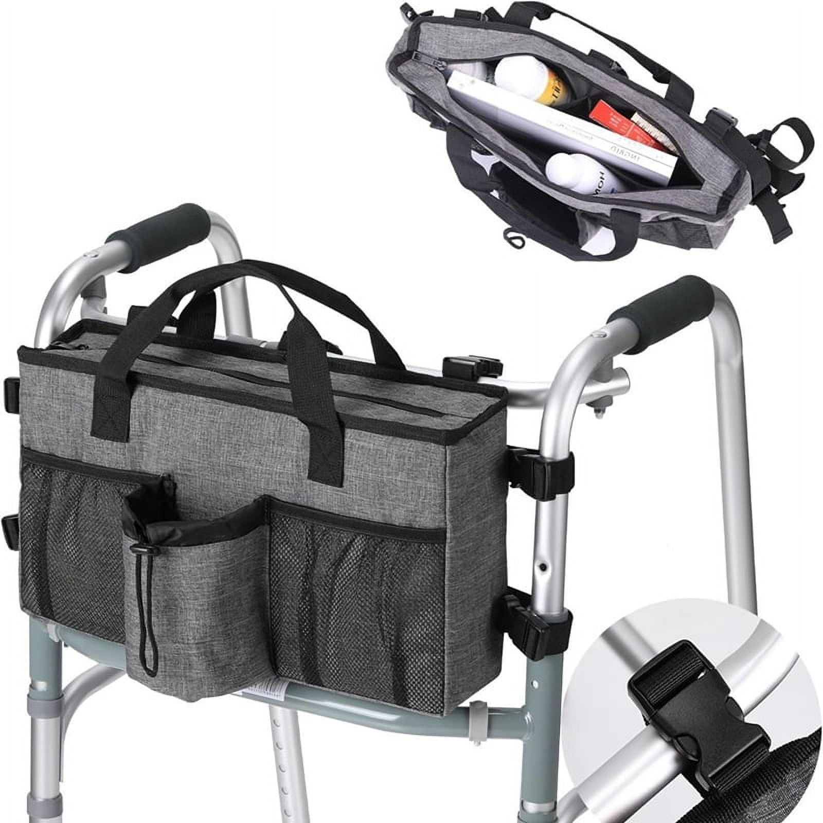 Foldable Walker Accessories with Cup Holder & Organizer Pouch