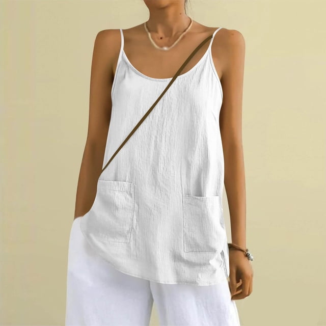 Débardeur Camisole pour Usage Quotidien Décontracté avec Poche - Léger Sans Manches Base Superposition