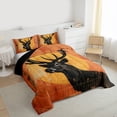 thumbnail image 3 of Homewish Wild Animal Deer Bedding Comforter Set,Jungle Wildlife Twin Comforter Sets,Black Orange Bedding Set For Teens,Luxury Bedroom Decor Reversible,2 Pieces, 3 of 8