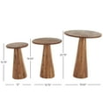 thumbnail image 3 of DecMode 12" x 16" Brown Wood Accent Table with Natural Wood Grains and Cone Shaped Bases, 3-Pieces, 3 of 9