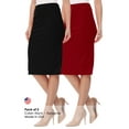 thumbnail image 5 of Women's High Waist Stretch Pull On Casual Office Soft Pencil Midi Skirt (Pack of 2), 5 of 5