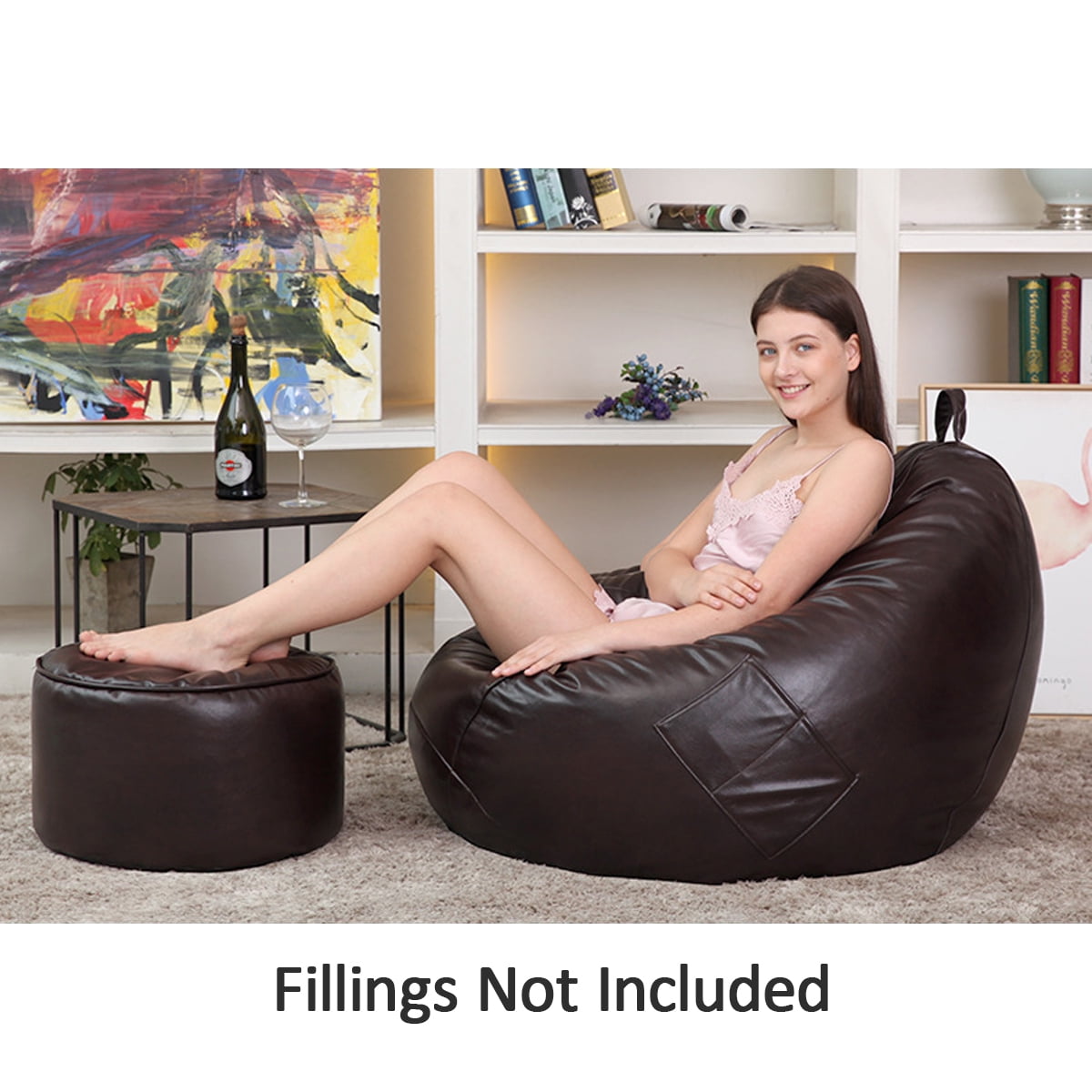 Large Bean Bag Chairs Couch Sofa Cover Indoor Lazy Lounger For Adults Kids CA 