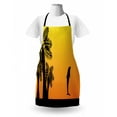 thumbnail image 3 of Summer Apron, Ombre Sunset with Dolphin and Palm Trees Exotic Beach Pattern, Unisex Kitchen Bib with Adjustable Neck for Cooking Gardening, Adult Size, Yellow Orange, by Ambesonne, 3 of 4