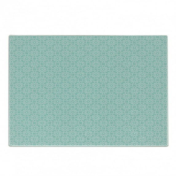 Celtic Cutting Board, Aqua Celtic Style Twisted Crossed Repeating Circle and Bent Line Webs Print, Decorative Tempered Glass Cutting and Serving Board, Small Size, Blue White, by Ambesonne