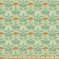 thumbnail image 1 of Floral Fabric by the Yard, Continuous Eastern Style Blossoms Leaves Botanical Illustration, Decorative Upholstery Fabric for Sofas and Home Accents, Pale Green Dark Peach by Ambesonne, 1 of 5