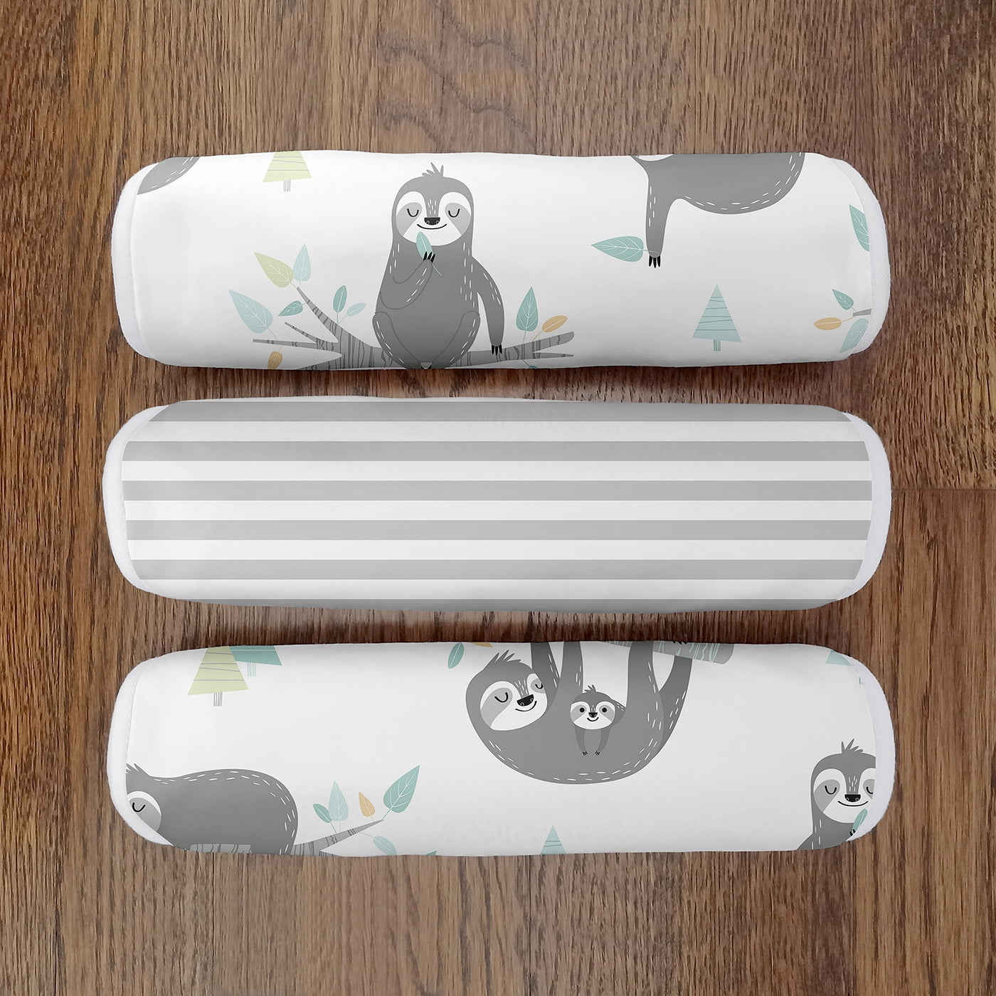 Sweet Jojo Designs Sloth Blue Grey and White Absorbent Burp Cloths 3 Piece Set