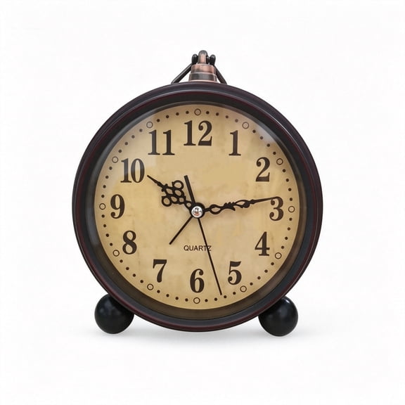 Acamy Vintage Analog Alarm Clock, 4 Inch, Silent Non-Ticking, Loud Alarm, Easy Set, Retro Metal, for Bedroom Office Home Decor