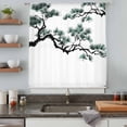 thumbnail image 4 of Teal Pine Tree Sheer Curtains 45 Inches Long, Farmhouse Botanical Country Light Filering Curtains, Breathable Simi Curtain Privacy Drapes for Kitchen Bathroom Lightweight Small Window Treatment, 4 of 9