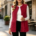 thumbnail image 2 of Lcziwo Womens Sherpa Vest Sleeveless Jacquard Open Front Cardigan Plush Fuzzy Cozy Casual Soft Jacket with Pockets Red,XL, 2 of 9